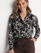 unigirl Cămașă neagră cu spate mai lung și model abstract Korimille