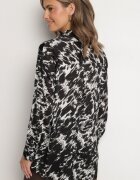 unigirl Cămașă neagră cu spate mai lung și model abstract Korimille
