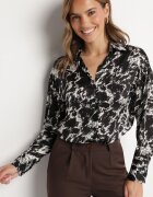 unigirl Cămașă neagră cu spate mai lung și model abstract Korimille