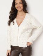 unigirl Cardigan Bej deschis cu model ajurat și nasturi Jolila