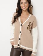 unigirl Cardigan Bej în Stil Vintage cu Aplicații Strălucitoare Viameira