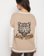unigirl Cardigan Bej în Stil Vintage cu Aplicații Strălucitoare Viameira