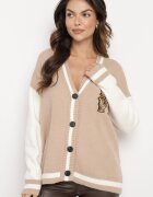 unigirl Cardigan Bej în Stil Vintage cu Aplicații Strălucitoare Viameira