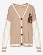 unigirl Cardigan Bej în Stil Vintage cu Aplicații Strălucitoare Viameira
