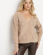 unigirl Cardigan Bej închis Deschis cu model ajurat Jolila