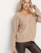 unigirl Cardigan Bej închis Deschis cu model ajurat Jolila
