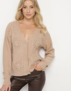 unigirl Cardigan Bej închis Deschis cu model ajurat Jolila