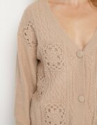 unigirl Cardigan Bej închis Deschis cu model ajurat Jolila