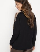 unigirl Cardigan negru-bej cu Viscoză cu Inserții leopard cu Paiete Transparente Attenia