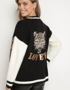 unigirl Cardigan Negru-Bej în Stil Vintage cu Aplicații Strălucitoare Viameira