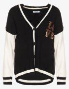 unigirl Cardigan Negru-Bej în Stil Vintage cu Aplicații Strălucitoare Viameira