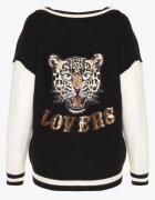 unigirl Cardigan Negru-Bej în Stil Vintage cu Aplicații Strălucitoare Viameira