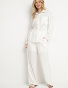 unigirl Compleu Alb cu Vâscoză Cămașă cu talia ajustabilă și Pantaloni Largi Divellara
