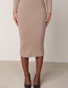 unigirl Compleu Elegant Bej din tricot cu viscoză Cardigan și Fustă Uneva