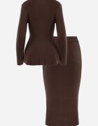 unigirl Compleu Maro Elegant din Tricot cu Vâscoză Cardigan și Fustă Uneva