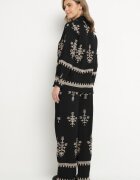 unigirl Compleu Negru din Viscoză în stil Boho Cămașă și Pantaloni Decorați cu Broderie Sarhiris