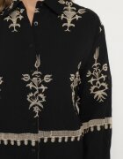 unigirl Compleu Negru din Viscoză în stil Boho Cămașă și Pantaloni Decorați cu Broderie Sarhiris