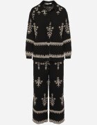 unigirl Compleu Negru din Viscoză în stil Boho Cămașă și Pantaloni Decorați cu Broderie Sarhiris