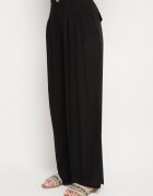 unigirl Compleu Negru Viscoză Cămașă cu Buzunare Decorative și Pantaloni Rinesella