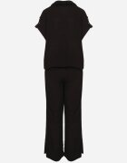 unigirl Compleu Negru Viscoză Cămașă cu Buzunare Decorative și Pantaloni Rinesella