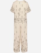 unigirl Compleu tricou și pantaloni largi bej din viscoză decorat cu broderie Tezonea