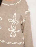 unigirl Pulover Bej cu Vâscoză Decorat cu Broderie Senorwen