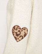unigirl Pulover bej deschis cu lână și aplicații decorative pe coate Norethra