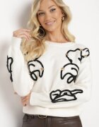 unigirl Pulover bej deschis cu model geometric și Paiete Vitiara