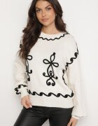 unigirl Pulover Bej deschis cu Viscoză Decorat cu Broderie Senorwen