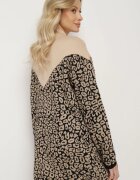 unigirl Pulover Bej leopard decorat cu paiete pufos