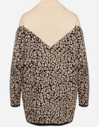 unigirl Pulover Bej leopard decorat cu paiete pufos