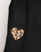 unigirl Pulover Negru cu Lână și Aplicații Decorative pe Coate Norethra