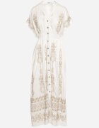 unigirl Rochie Albă Brodată Cambrată cu Bumbac Decorată cu Fir Argintiu și Elastice Ellofia