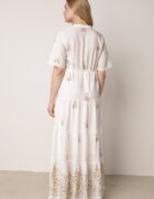 unigirl Rochie Albă Din Viscoză Boho cu Croială Evazată cu Broderie și Legătură Lilvanis