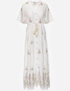 unigirl Rochie Albă Din Viscoză Boho cu Croială Evazată cu Broderie și Legătură Lilvanis