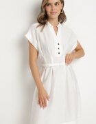 unigirl Rochie Albă din Viscoză cu croială evazată cu curea Sepina