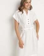unigirl Rochie Albă din Viscoză cu croială evazată cu curea Sepina