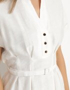 unigirl Rochie Albă din Viscoză cu croială evazată cu curea Sepina