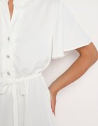 unigirl Rochie Albă Trapez cu partea superioară tip cămașă și curea textilă în talie Vikiiona