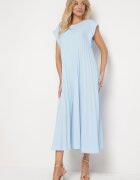 unigirl Rochie Albastră Plisată cu Mânecă Scurtă Nlea