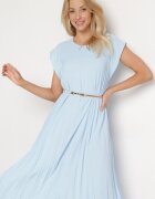 unigirl Rochie Albastră Plisată cu Mânecă Scurtă Nlea