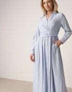 unigirl Rochie albastră tip cămașă din Viscoză cu drapaj decorativ în talie Batena