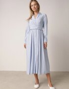 unigirl Rochie albastră tip cămașă din Viscoză cu drapaj decorativ în talie Batena