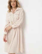 unigirl Rochie bej cămașă cu curea cu cataramă Unebia