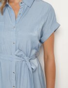 unigirl Rochie Cămașă Albastră cu nasturi cu despicătură Legată cu cordon Nestari