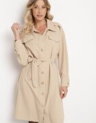 unigirl Rochie cămașă Bej cu Nasturi Decorativi și Curea Legată Alttia