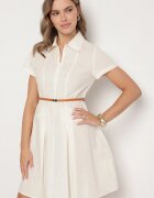 unigirl Rochie cămașă bej de bumbac cu curelușă Wenilise