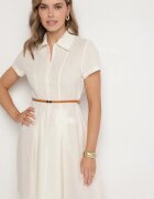 unigirl Rochie cămașă bej de bumbac cu curelușă Wenilise