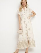 unigirl Rochie cămașă bej din bumbac decorată cu fir metalic Tirlio