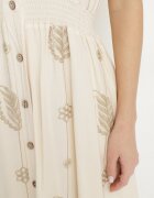 unigirl Rochie cămașă bej din bumbac decorată cu fir metalic Tirlio